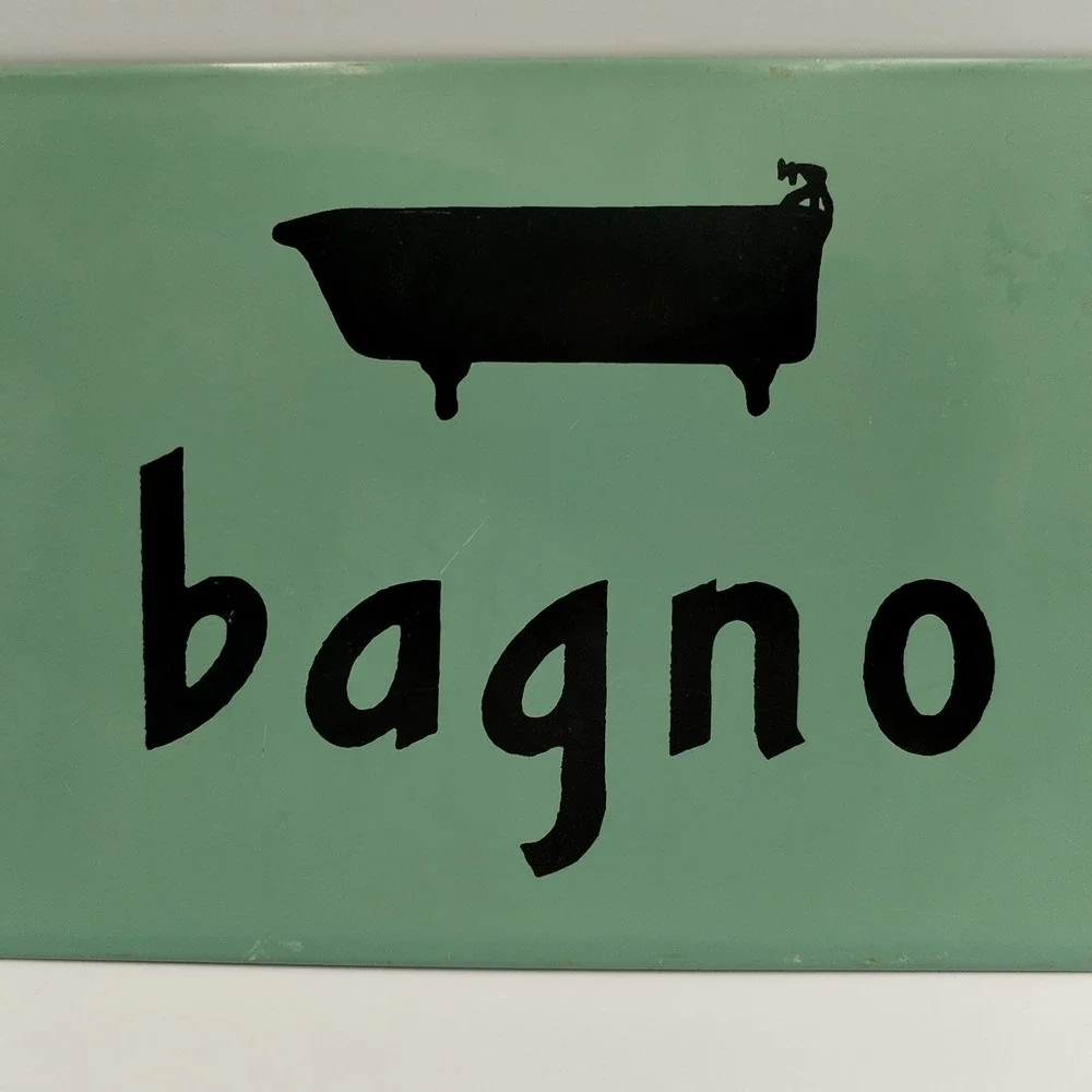 Anthropologie Bagno Metal Sign Mummert Vintage Style Clawfoot Tub Bath Decor USA